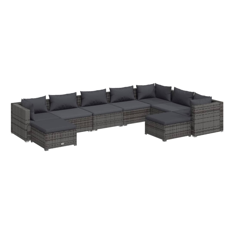Afuera Living 9 Piece Poly Rattan Garden Lounge Set in Gray/Anthracite
