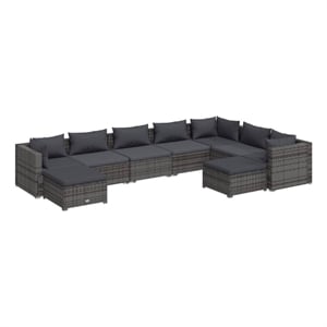 Afuera Living 9 Piece Poly Rattan Garden Lounge Set in Gray/Anthracite