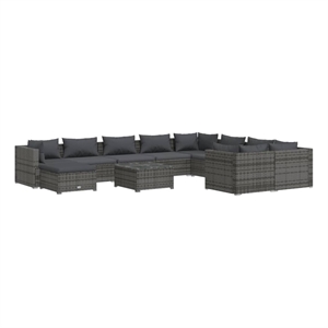 Afuera Living 11 Piece Poly Rattan Garden Lounge Set in Gray/Anthracite