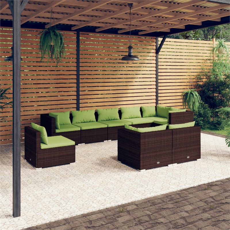 Afuera Living Contemporary Poly Rattan Garden Lounge Set in Brown