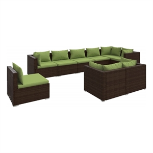 Afuera Living Contemporary Poly Rattan Garden Lounge Set in Brown