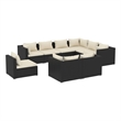 Afuera Living Contemporary 9 Piece Garden Lounge Set in Black/Cream