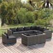 Afuera Living Contemporary 9 Piece Poly Rattan Garden Lounge Set in Gray