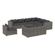 Afuera Living Contemporary 9 Piece Poly Rattan Garden Lounge Set in Gray