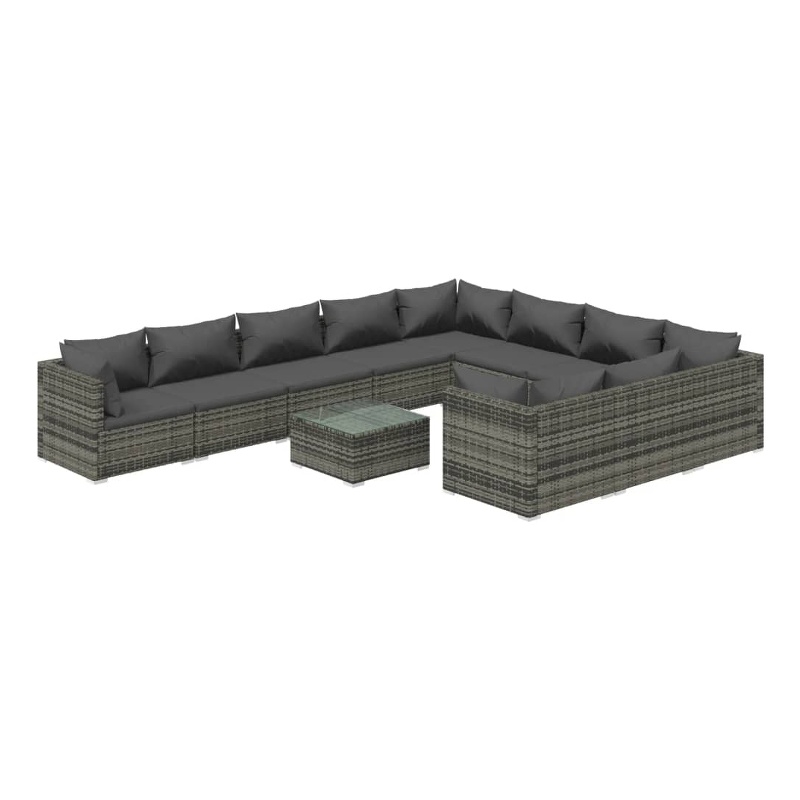 Afuera Living 11 Piece Poly Rattan Large Garden Lounge Set in Gray/Anthracite