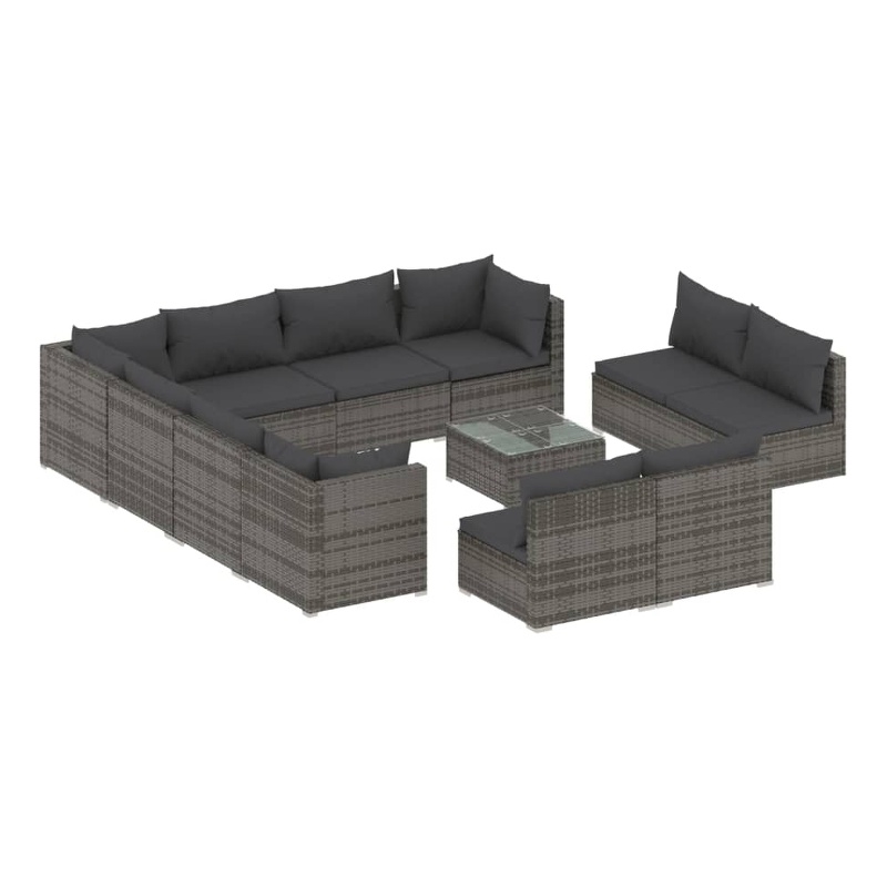 Afuera Living Contemporary Poly Rattan Large Garden Lounge Set in Gray
