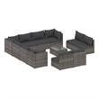 Afuera Living Contemporary Poly Rattan Large Garden Lounge Set in Gray