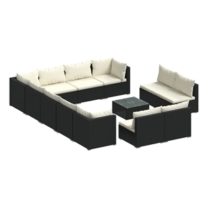 Afuera Living 13 Piece Poly Rattan Garden Lounge Set in Black
