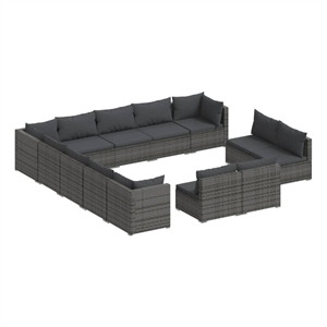 Afuera Living 13 Piece Steel Small Garden Lounge Set in Gray