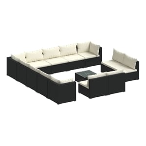 Afuera Living Contemporary 14 Piece Garden Lounge Set in Black/Cream