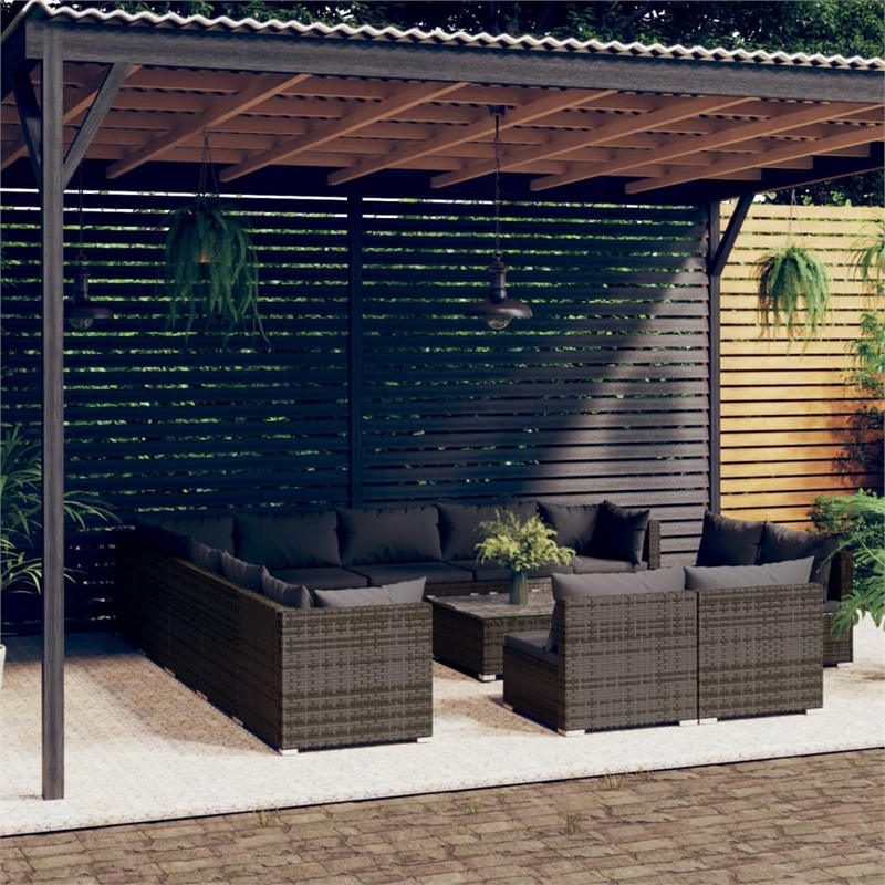 Afuera Living Contemporary Steel Large Garden Lounge Set in Gray