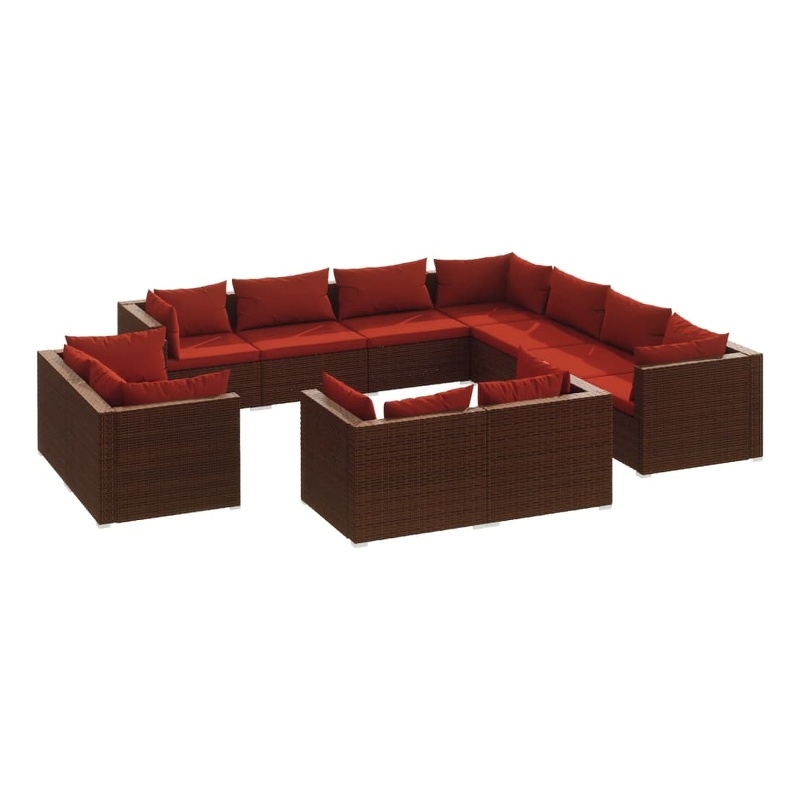 Afuera Living 11 Piece Poly Rattan Garden Lounge Set in Brown