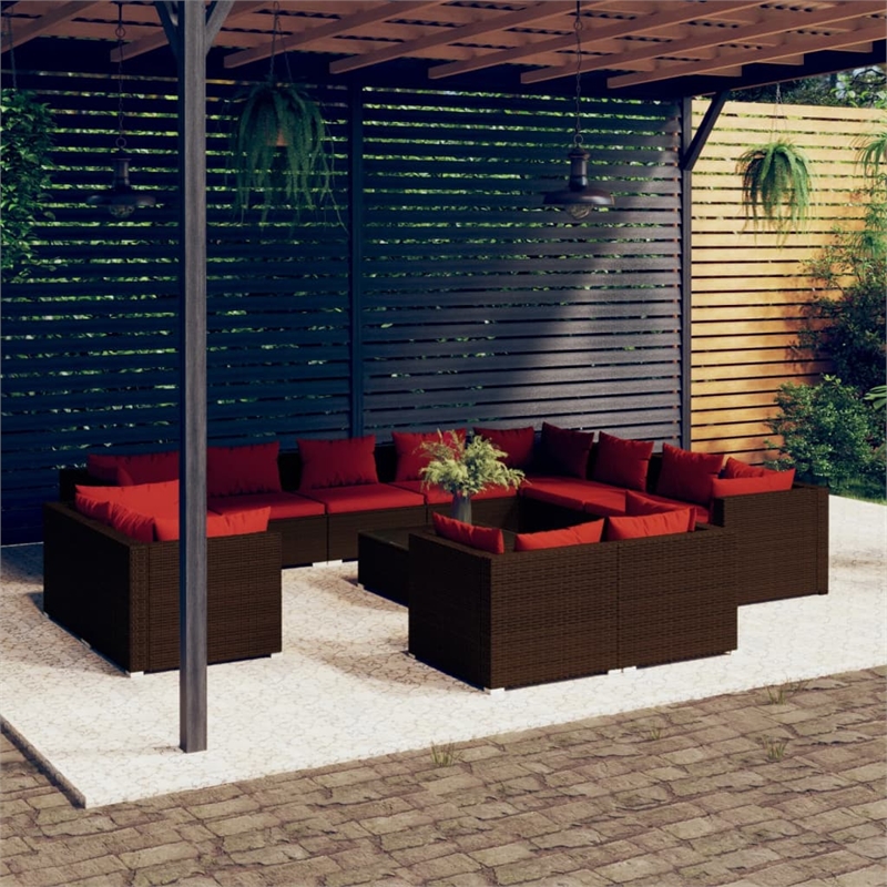 Afuera Living Contemporary 13 Piece Garden Lounge Set in Brown