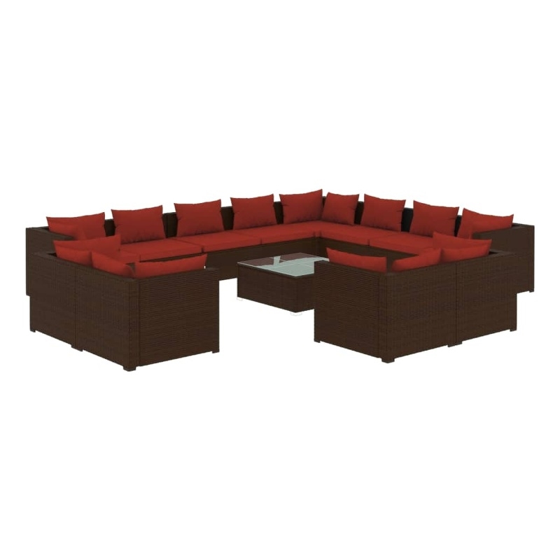 Afuera Living Contemporary 13 Piece Garden Lounge Set in Brown