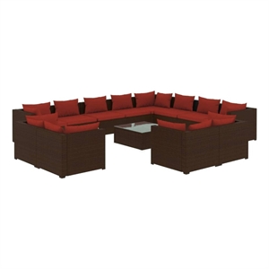 Afuera Living Contemporary 13 Piece Garden Lounge Set in Brown