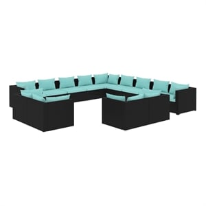 Afuera Living Contemporary 13 Piece Garden Lounge Set in Black/Blue