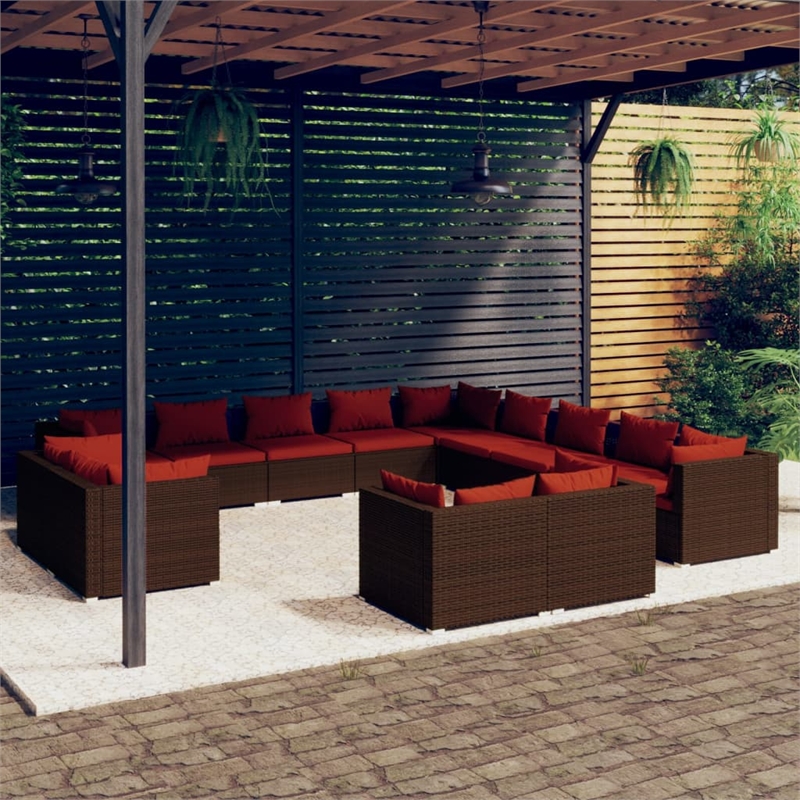 Afuera Living Contemporary Steel Large Garden Lounge Set in Brown