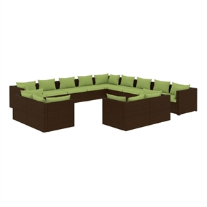 Afuera Living 13 Piece Steel Garden Lounge Set in Green/Brown