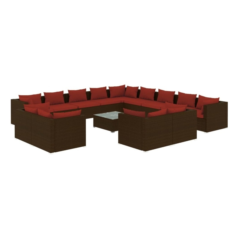 Afuera Living Contemporary 14 Piece Steel Garden Lounge Set in Red/Brown