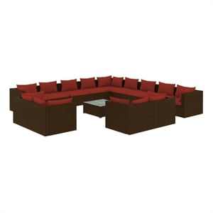Afuera Living Contemporary 14 Piece Steel Garden Lounge Set in Red/Brown