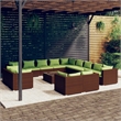 Afuera Living 14 Piece Steel Garden Lounge Set in Green/Brown