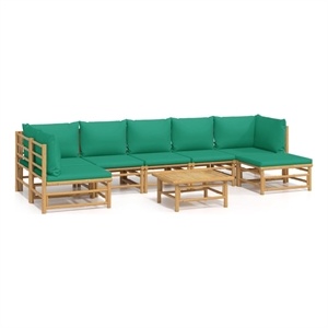 Afuera Living 8 Piece Bamboo Garden Lounge Set in Green/Natural