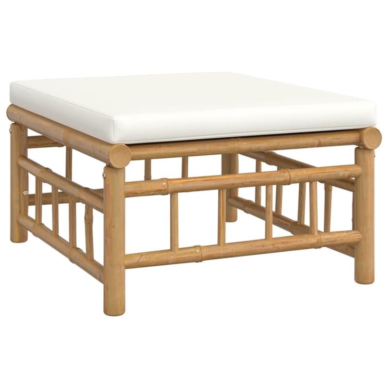 Afuera Living 5 Piece Bamboo Garden Lounge Set in White/Cream/Natural