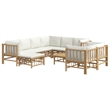 Afuera Living Contemporary Bamboo Large Garden Lounge Set in Cream