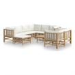 Afuera Living Contemporary Bamboo Large Garden Lounge Set in Cream