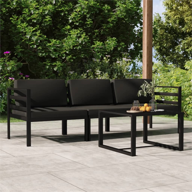 Afuera Living 4 Piece Aluminum Garden Lounge Set in Anthracite