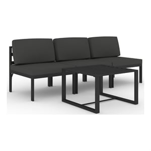 Afuera Living 4 Piece Aluminum Garden Lounge Set in Anthracite