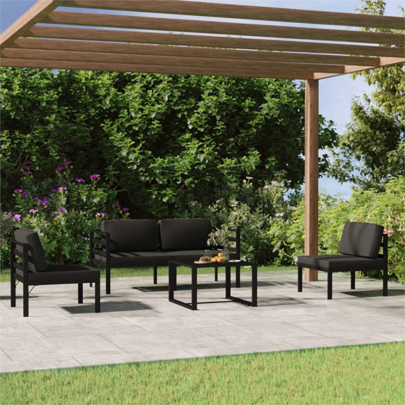 Afuera Living Contemporary Aluminum Garden Lounge Set in Anthracite