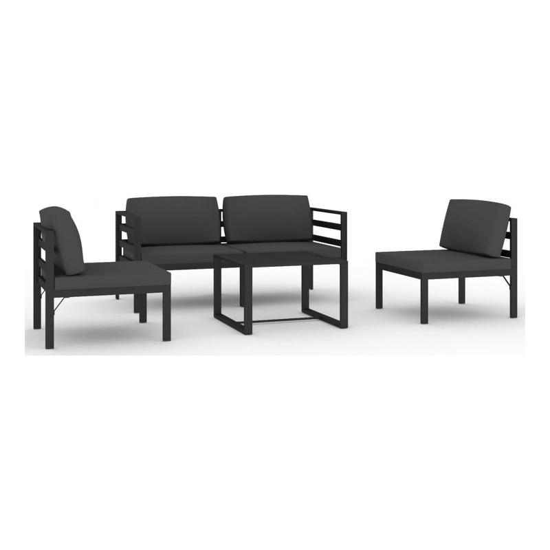 Afuera Living Contemporary Aluminum Garden Lounge Set in Anthracite