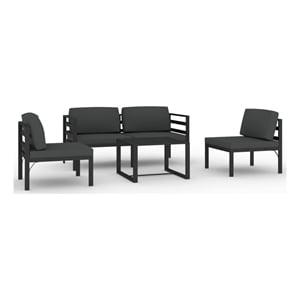 Afuera Living Contemporary Aluminum Garden Lounge Set in Anthracite