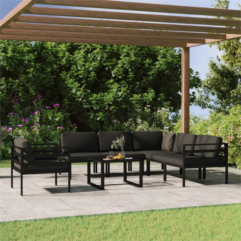Afuera Living Contemporary 7 Piece Aluminum Garden Lounge Set