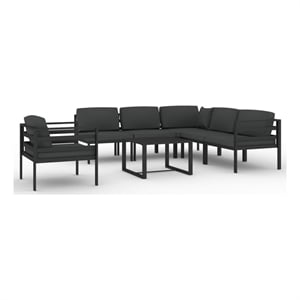 Afuera Living Contemporary 7 Piece Aluminum Garden Lounge Set