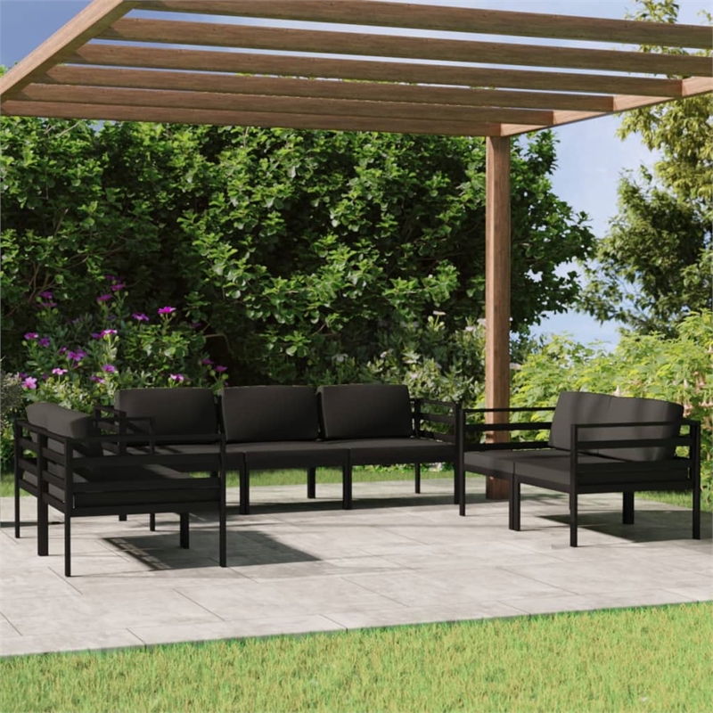 Afuera Living 7 Piece Aluminum Garden Lounge Set in Anthracite