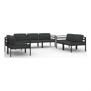 Afuera Living 7 Piece Aluminum Garden Lounge Set in Anthracite