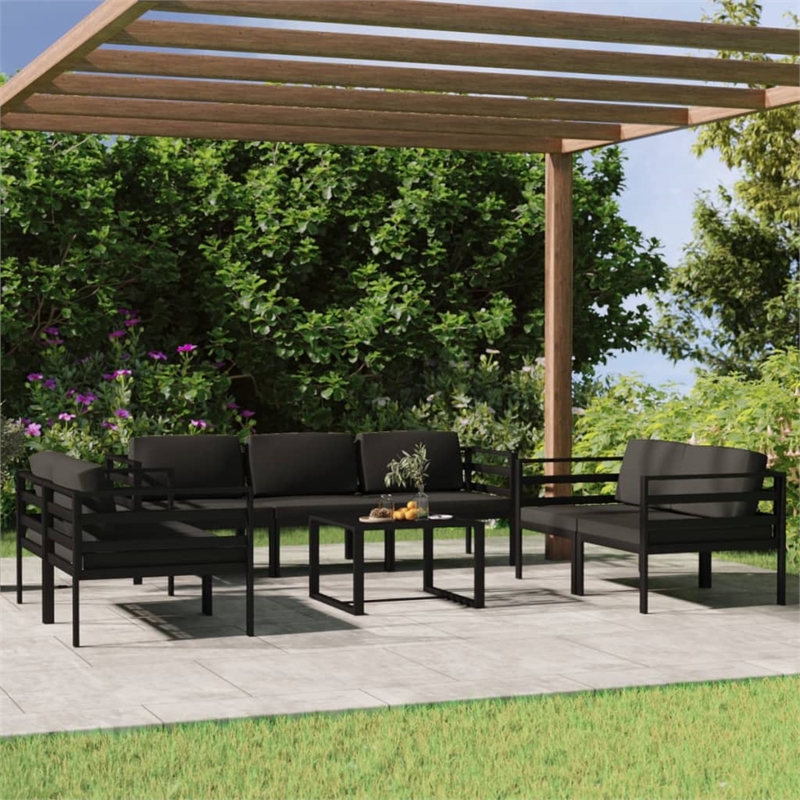 Afuera Living 8 Piece Aluminum Garden Lounge Set in Anthracite