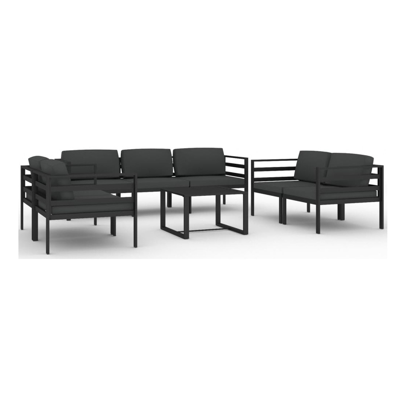 Afuera Living 8 Piece Aluminum Garden Lounge Set in Anthracite