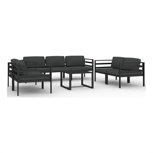Afuera Living 8 Piece Aluminum Garden Lounge Set in Anthracite