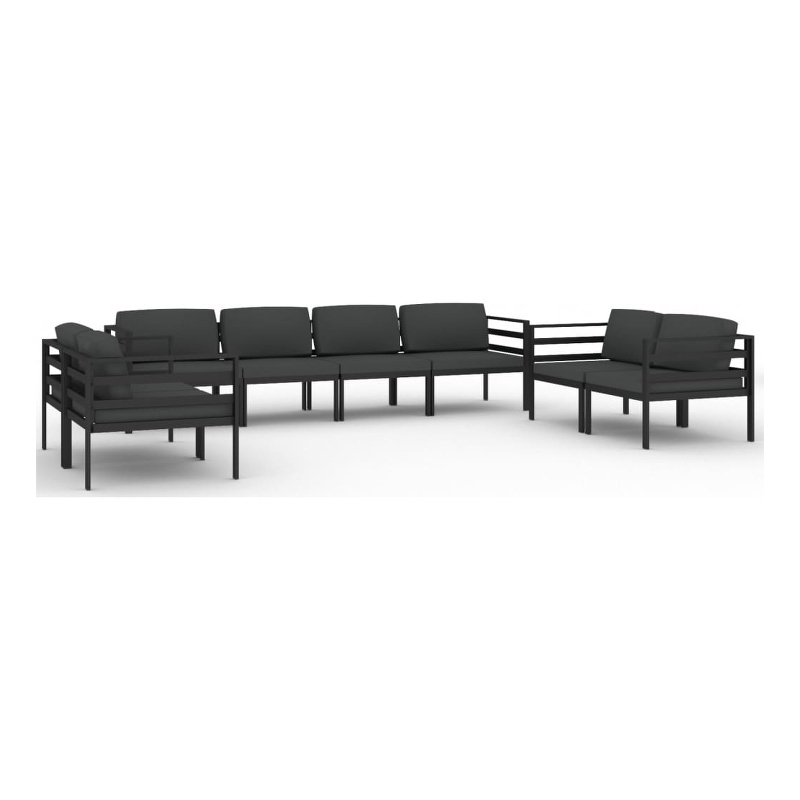 Afuera Living 8 Piece Aluminum Large Garden Lounge Set in Anthracite