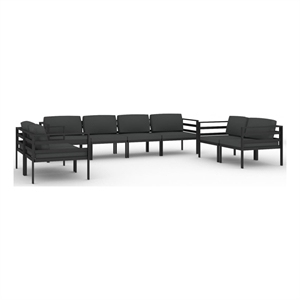Afuera Living 8 Piece Aluminum Large Garden Lounge Set in Anthracite