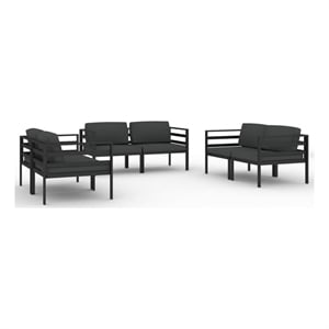 Afuera Living 6 Piece Aluminum Large Garden Lounge Set in Anthracite