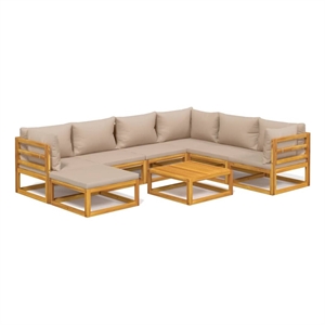 Afuera Living 8 Piece Solid Acacia Wood Garden Lounge Set in Natural
