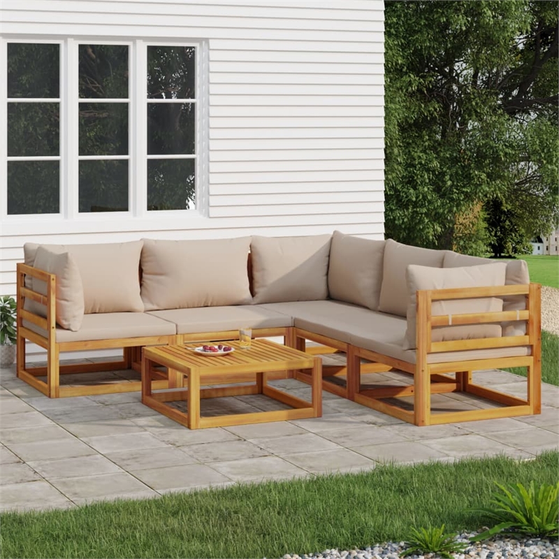 Afuera Living 6 Piece Solid Acacia Wood Small Garden Lounge Set