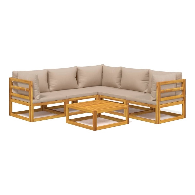 Afuera Living 6 Piece Solid Acacia Wood Small Garden Lounge Set