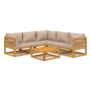 Afuera Living 6 Piece Solid Acacia Wood Small Garden Lounge Set