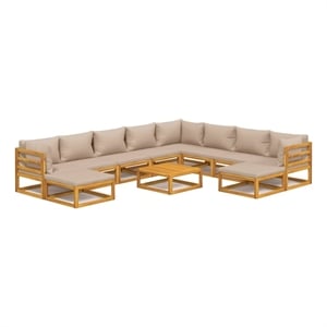 Afuera Living 11 Piece Solid Acacia Wood Garden Lounge Set in Natural