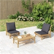 Afuera Living 3 Piece Bamboo Garden Lounge Set in Gray/Natural
